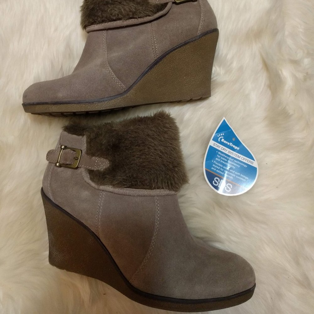 BareTraps Waterproof Taupe Wedge Booties